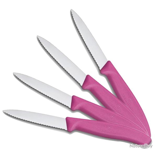 Pack 4 couteaux de table dentel� rose VICTORINOX