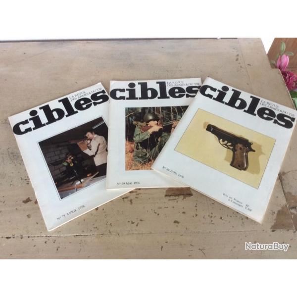 lot 3 revues cibles (n� 78 - 79 -80) - c�tes armes anciennes - cartouches RF (04 � 06/1976)