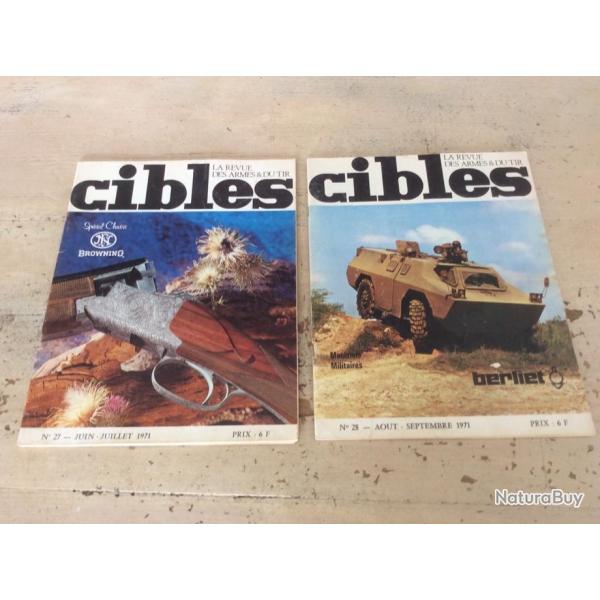 lot 2 anciennes revues cibles (n� 27 & 28) - 06 � 09 / 1971 (cartouches de collection....)