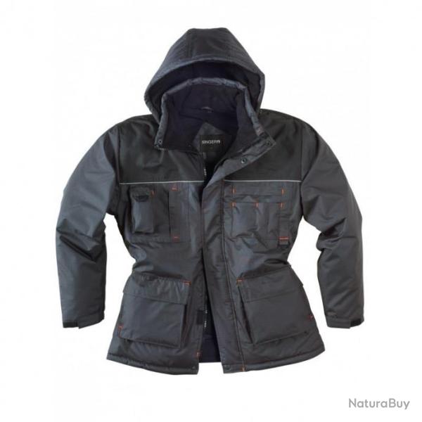Parka imperm�able � capuche noire/bleue ou noire/grise SINGER SAFETY PALAMA/PALAWA Noir / Gris 2XL