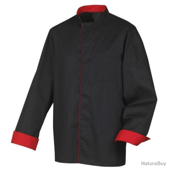 Veste de cuisine mixte bicolore manches courtes ou longues Robur BOKO MC/ML Noir 6 / 2XL Manches lon