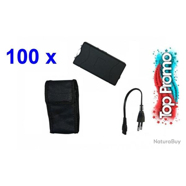 LOT 100 UNIT�S SHOCKER ELECTRIQUE DEFENSE ELECTRIQUE LAMPE COMPACT TYPE 800 NOIR 5.000.000 VOLTS.