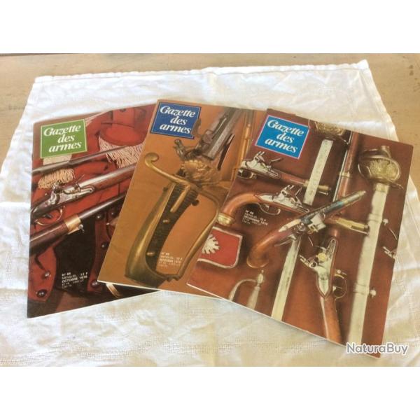 lot 3 revues Gazette des armes - 64-65-66- armes des gardes du corps (Boudriot)...(10 � 12/1978)