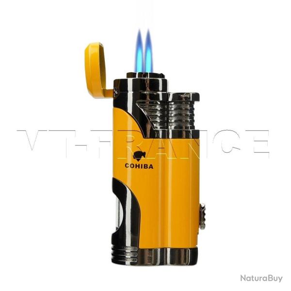 Briquet Chalumeau Cigare Cohiba 2 Torche, Couleur: Jaune Yellow