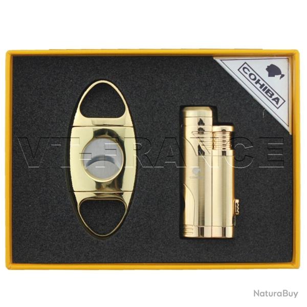 Kit COHIBA Briquet Coupe Cigare, Couleur: Or