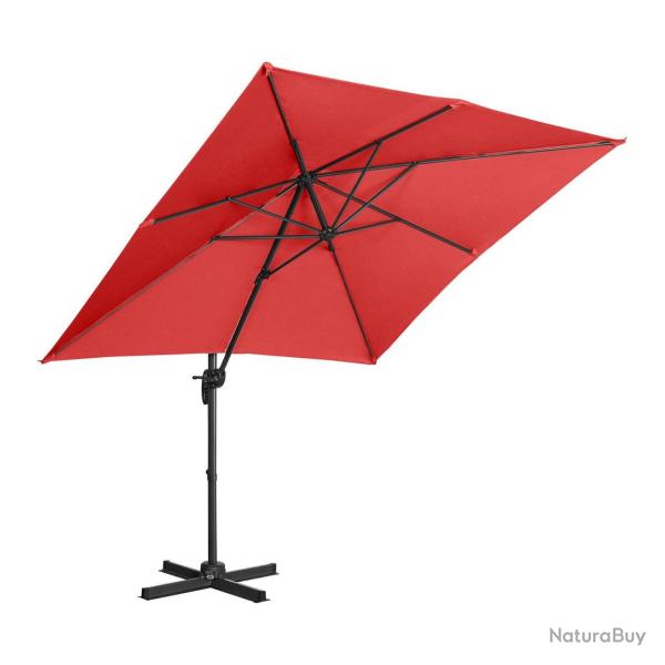 Parasol de jardin meuble abri terrasse carr 250 x 250 cm pivotant rouge 14_0002675