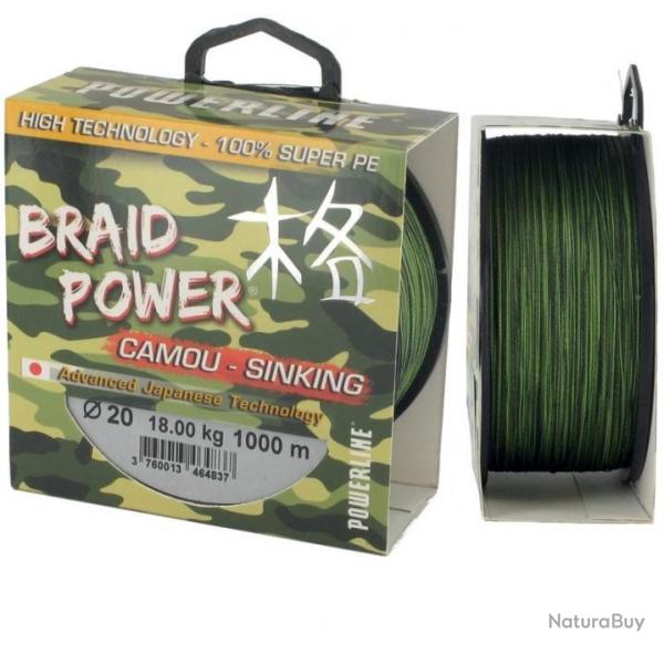 TRESSE BRAID POWER CAMOU 250M 0.18mm-15kg