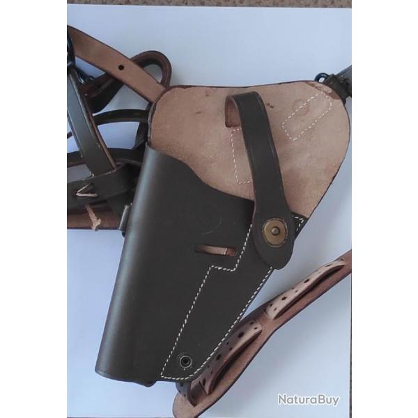 Holster de poitrine pour Colt45 US cuir marron fonc�  - gaucher REPRODUCTION de haute qualit�.