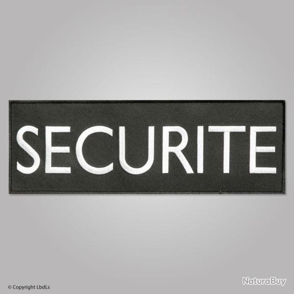 Bandeau noir brod� SECURITE lettres blanches 30 x 10 cm