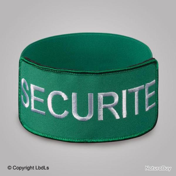 Brassard EXPERT VERT brod� SECURITE BLANC �lastique vert r�glable