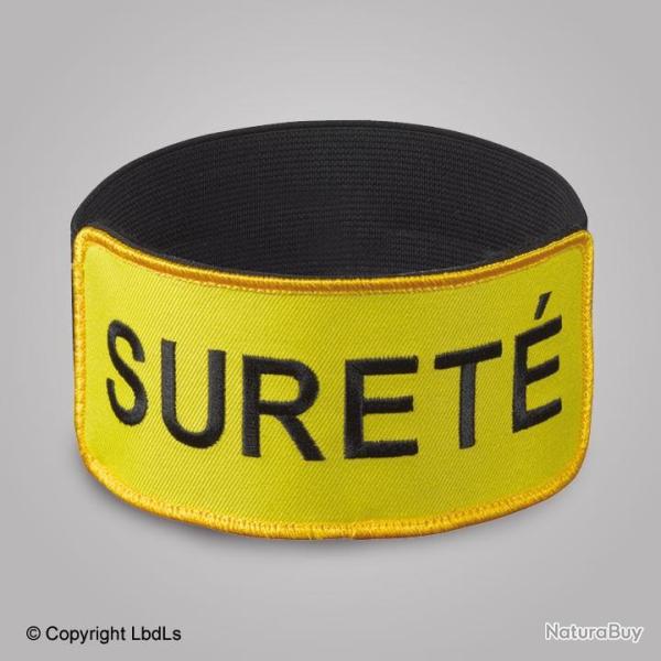 Brassard EXPERT JAUNE brod SURETE NOIR lastique noir rglable