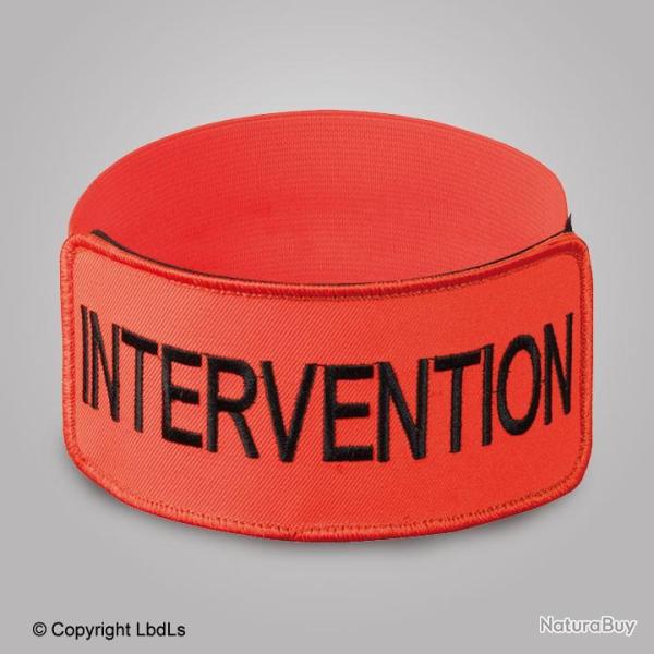 Brassard EXPERT ORANGE brod INTERVENTION NOIR lastique orange rglable