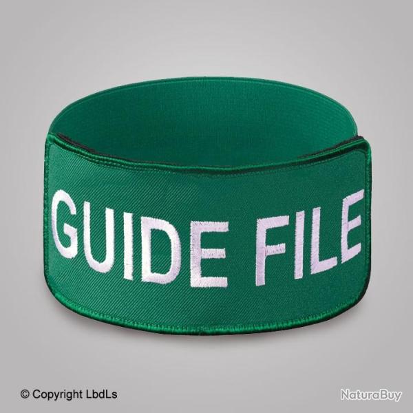 Brassard EXPERT brod� GUIDE FILE blanc fond vert �lastique vert r�glable