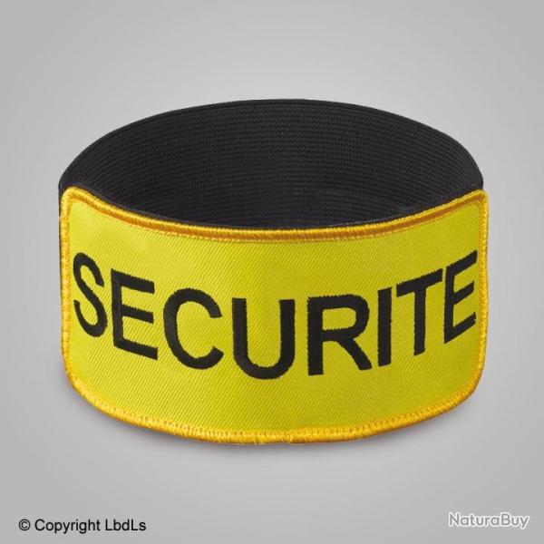 Brassard EXPERT JAUNE brod SECURITE NOIR lastique noir rglable