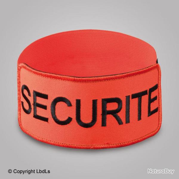 Brassard EXPERT ORANGE brod SECURITE NOIR las. orange rglable