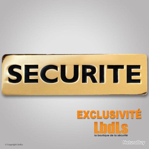 Badge mtal SECURITE 6,5 x 2 cm dor