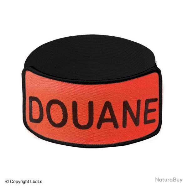 Brassard EXPERT brod DOUANE noir fond orange lastique noir rglable