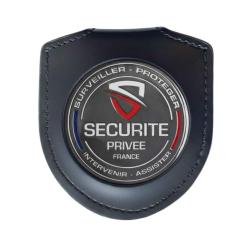 Porte m&eacute;daille ceinture cuir noir