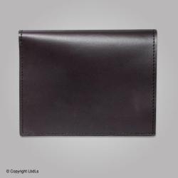 Porte carte et m&eacute;daille 2 volets cuir noir