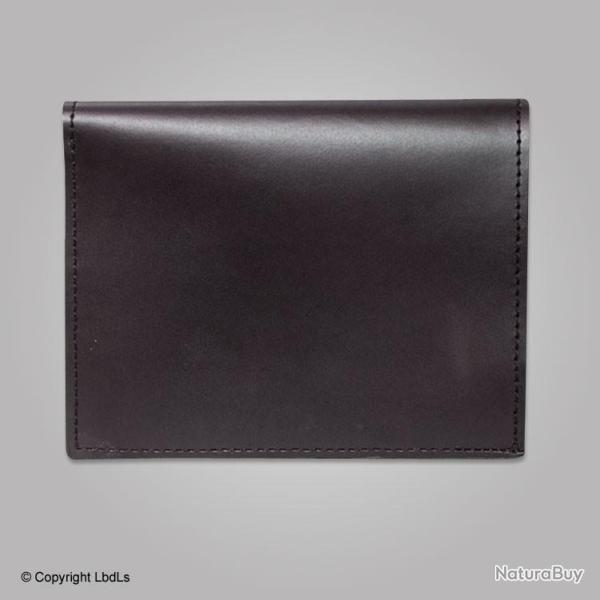 Porte carte et m�daille 2 volets cuir noir