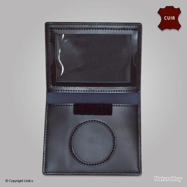 Porte carte et m�daille 3 volets + NAVIGO cuir noir
