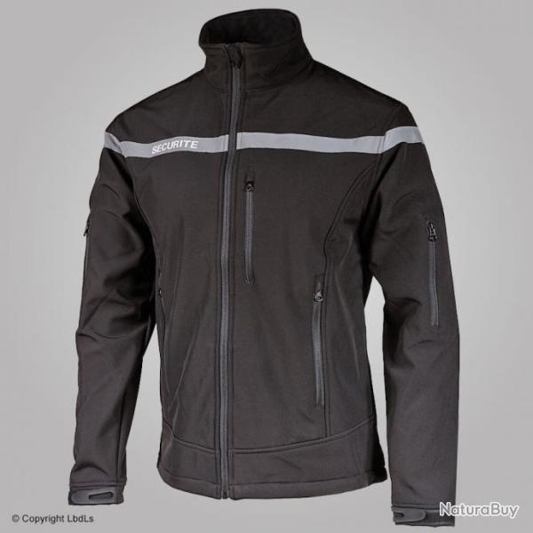 Softshell EXPERT FIRST noir bande r�tro SECURITE NOIR BANDE GRISE