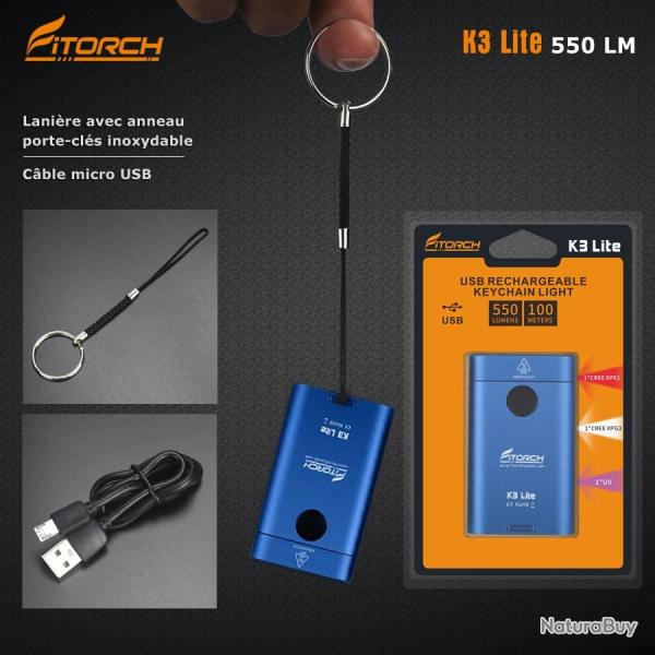 Lampe de poche Fitorch K3 Lite bleu - 550 LM - 3 LED