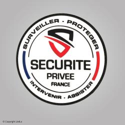 Patch PVC SECURITE PRIVEE FRANCE blanc 8 cm velcro crochets