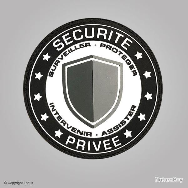 Patch PVC SECURITE PRIVEE bouclier 8 cm velcro crochets