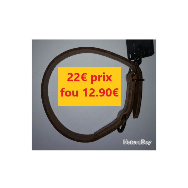 collier chien cuir marron 45 cm x 1.8   anneaux m�tal  belle qualit�        21440