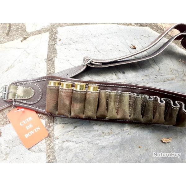 Cartouchi�re en cuir cal 12 et 16  pour  20 cartouches.