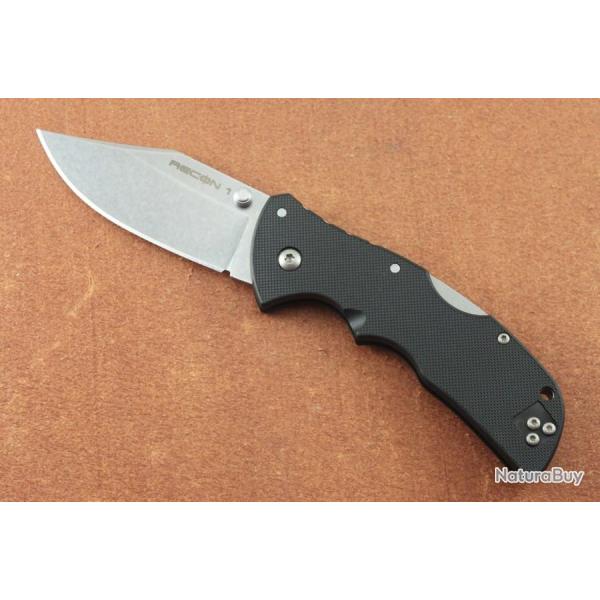Couteau Cold Steel Mini Recon 1 Clip Point Acier AUS-10A Manche GRN Tri-Ad Lock Clip CS27BAC