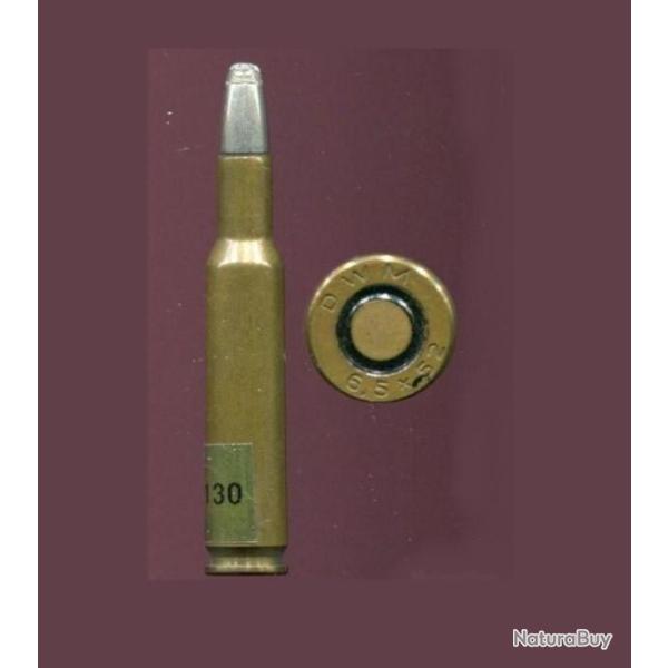 6.5 x 52 - DWM - marquage = 6.5 x52 DWM - balle nickel pointe pomb m�plate