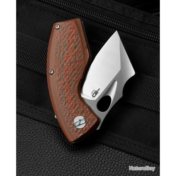 Couteau Bestech Lizard Green Orange Lame Acier D2 Satin Manche G10 IKBS Linerlock Clip BTKG39B