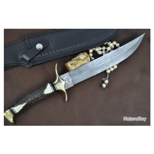 COUTEAU DE CHASSE BOWIE - BOIS DE CERF