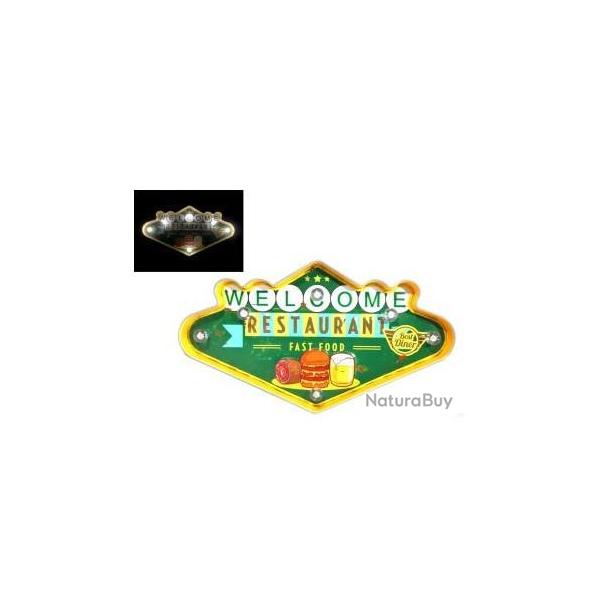 Enseigne vintage 3D  Led / Welcome restaurant