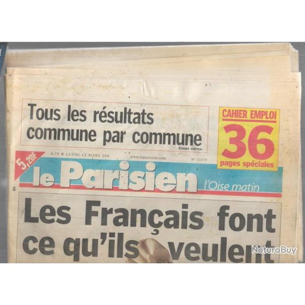 le parisien du lundi 12 mars 200 , curiosit� typographique