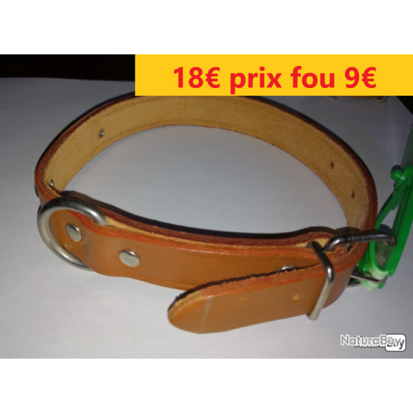 collier cuir marron �paisseur 4 mm largeur 20 longueur 49 cms           500/22