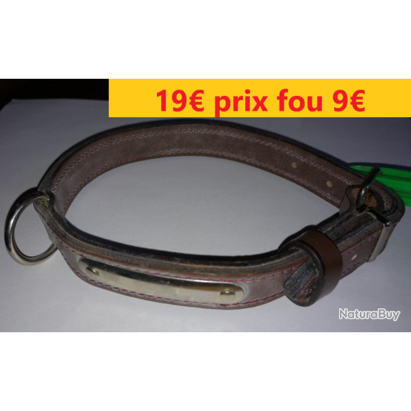 collier cuir doubl� marron fonc�  45 cm        5320