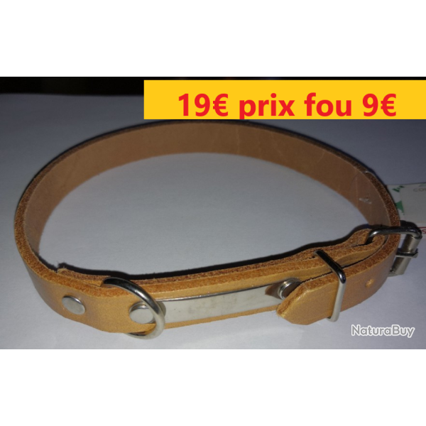 collier cuir marron clair 36 cm largeur 1.5  �paisseur 3 mm      14940JS