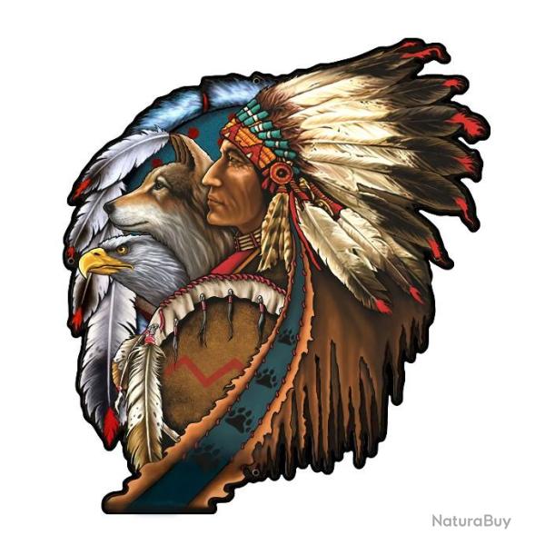 Enseigne plaque vintage 3D / Indien loup aigle � offrir