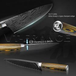 Set Couteau Japonais Cuisine Pro Gyuto Lame Inox Damas-PACK 13.