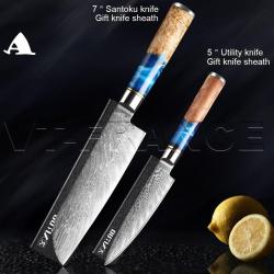 Set Couteau Japonais Cuisine Pro Lame Damas -A