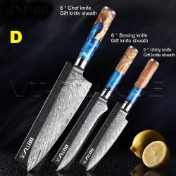 Set Couteau Japonais Cuisine Pro Lame Damas -D