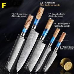Set Couteau Japonais Cuisine Pro Lame Damas -F