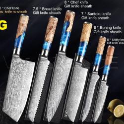 Set Couteau Japonais Cuisine Pro Lame Damas -G