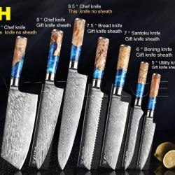 Set Couteau Japonais Cuisine Pro Lame Damas -H