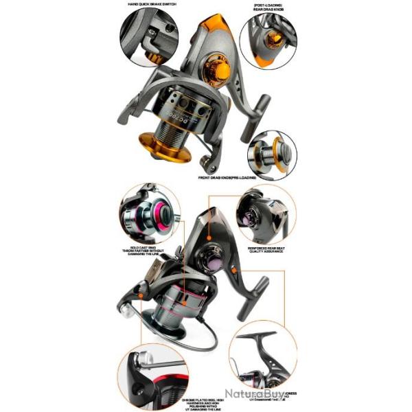 GHOTDA Moulinet de pche spinning avec bobine en mtal srie 1000 Gold