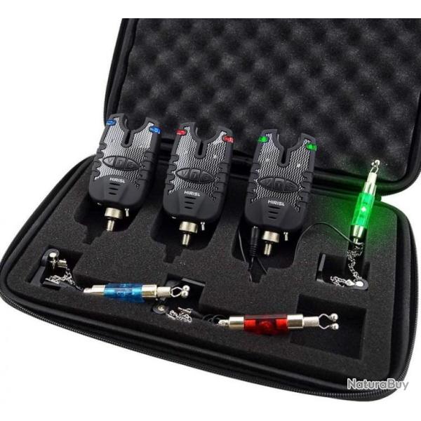 Lot de 3 alarmes de p�che LED - D�tecteur de touche - LIVRAISON GRATUITE ET RAPIDE