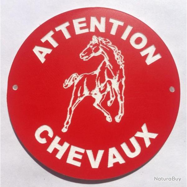 panneau ATTENTION CHEVAUX � 200 mm